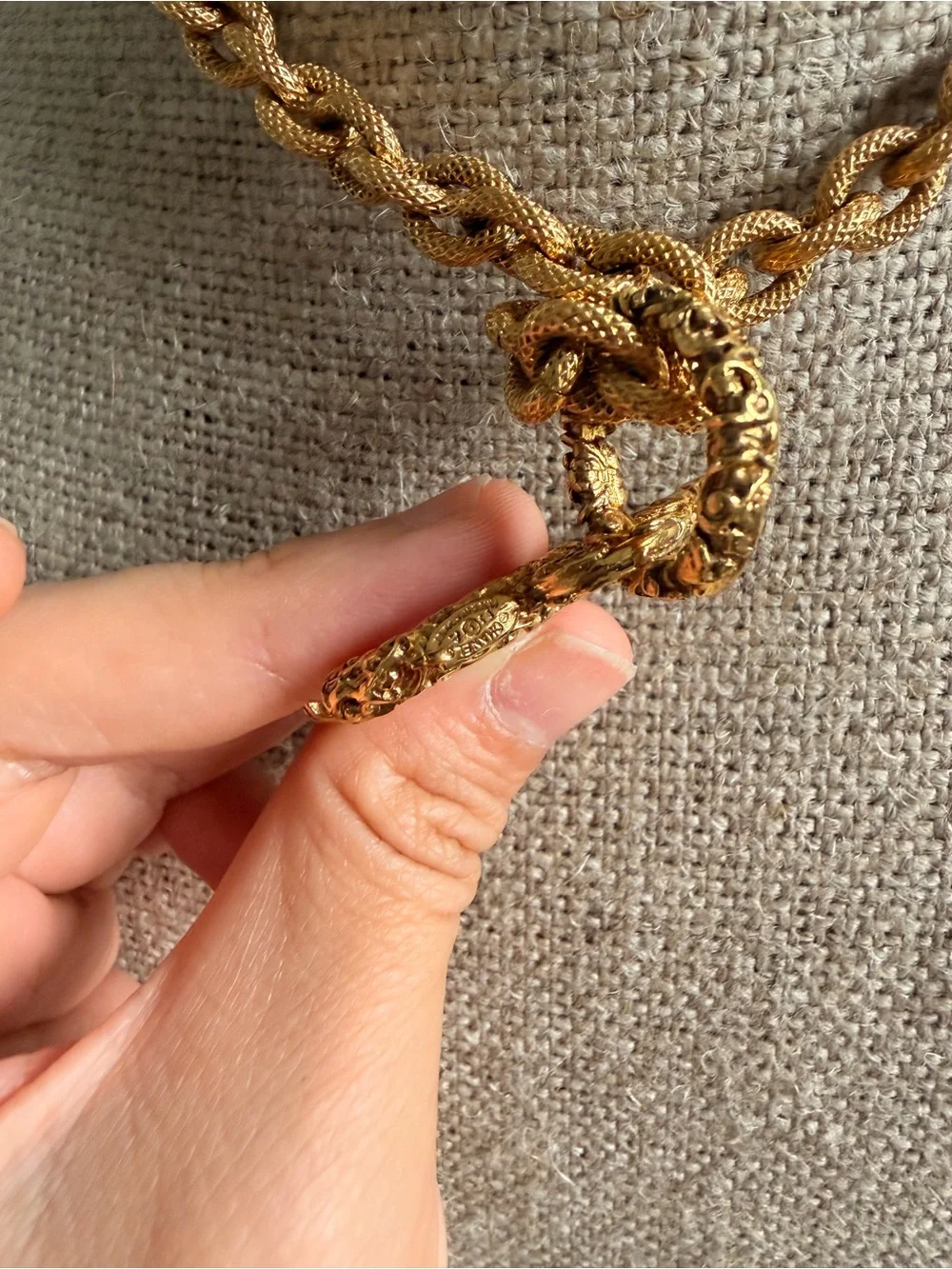 CHANEL Gold CC Pendant lava Necklace